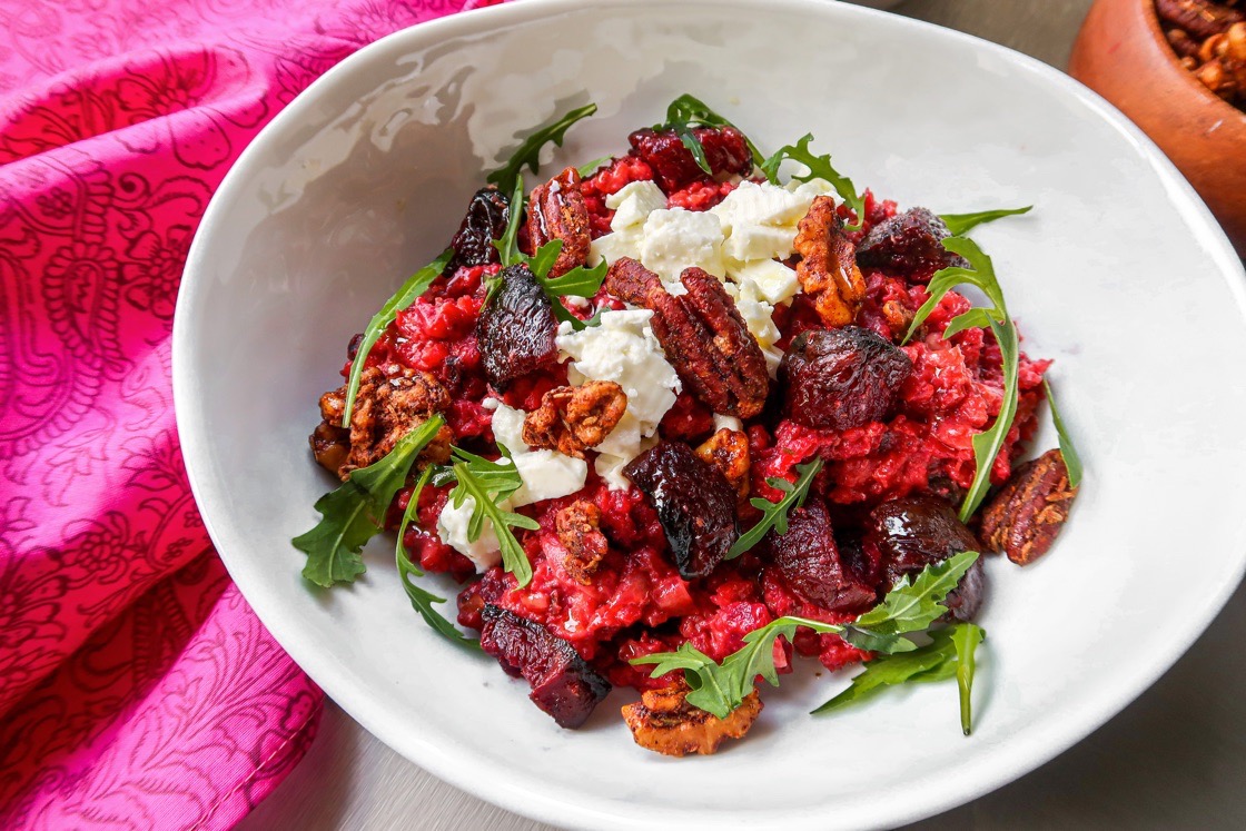 Beetroot Risotto With Spiced Nuts & Feta » Cheryl Miles - Radio DJ, Event Host, Voice Talent, Home Chef