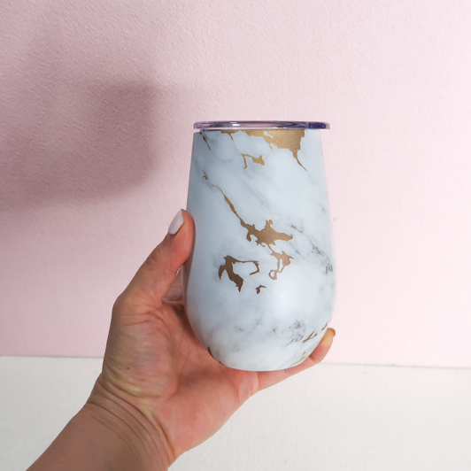 Smitten Wine & Coffee Tumbler - Gold Marble - Image 4