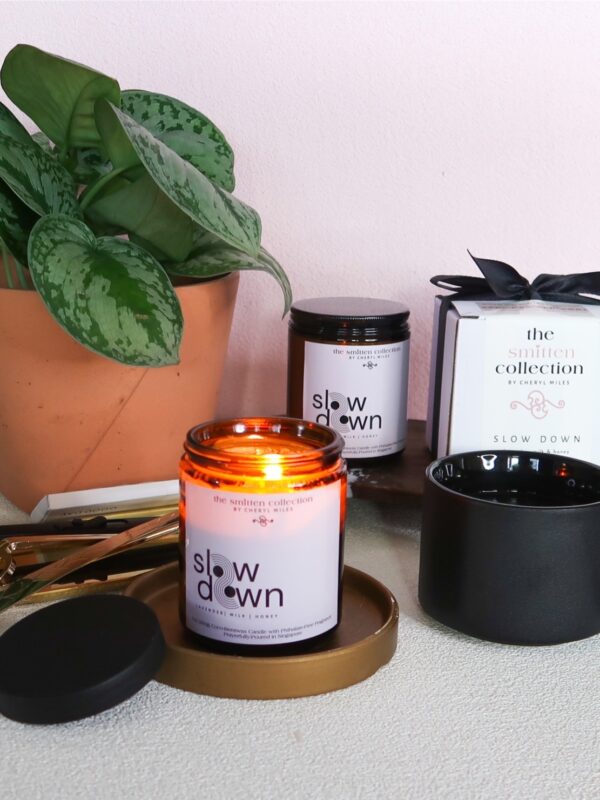 Coco-Beeswax Candle "Slow Down" - non-toxic, phthalate-free fragrance, Lavender, Milk and Honey 02