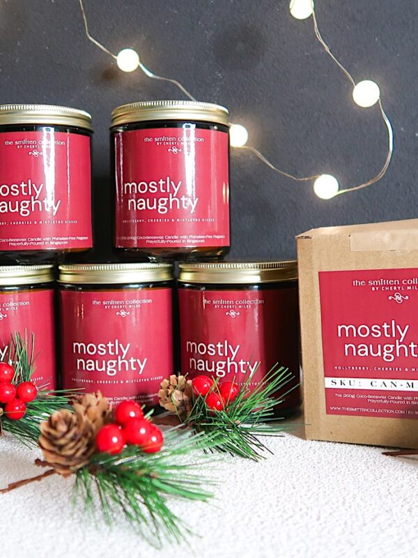 "Mostly Naughty" – Hollyberry & Cherries | Artisan Beeswax-Coconut Candle, 7oz