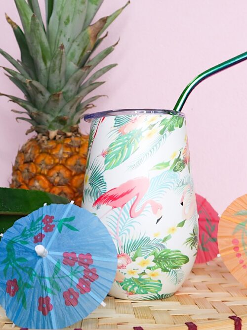 Smitten Wine & Coffee Tumbler - Pink Flamingo