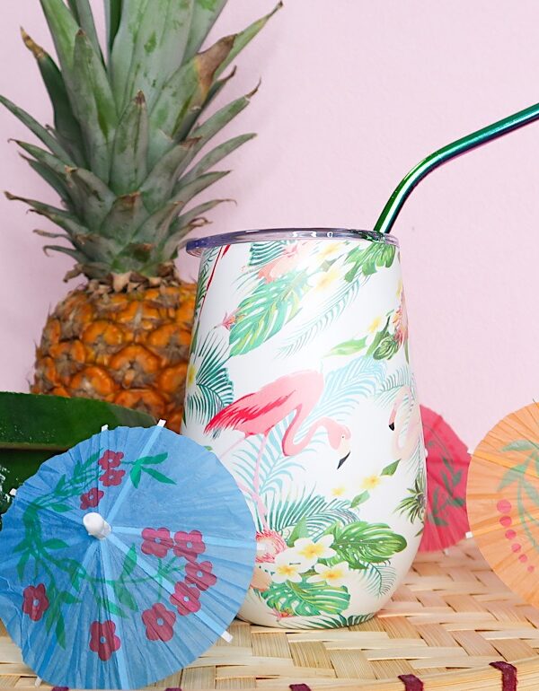 Smitten Wine & Coffee Tumbler - Pink Flamingo