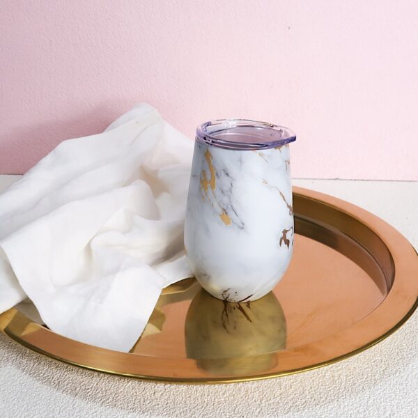 Smitten Wine & Coffee Tumbler - Gold Marble