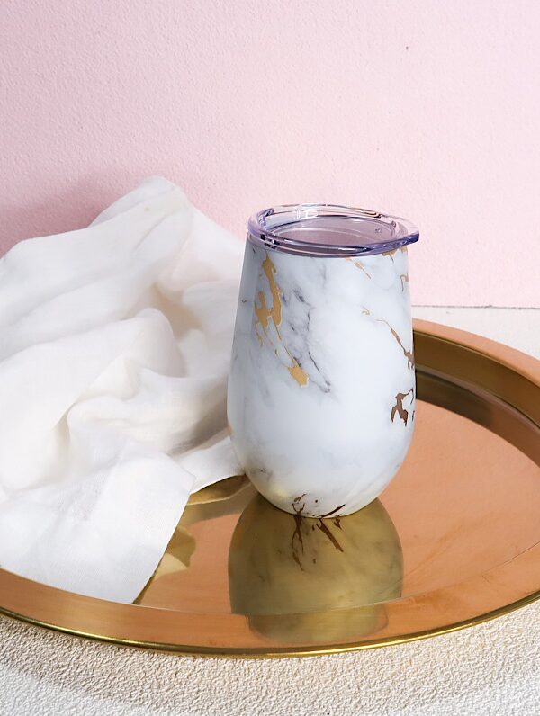 Smitten Wine & Coffee Tumbler - Gold Marble