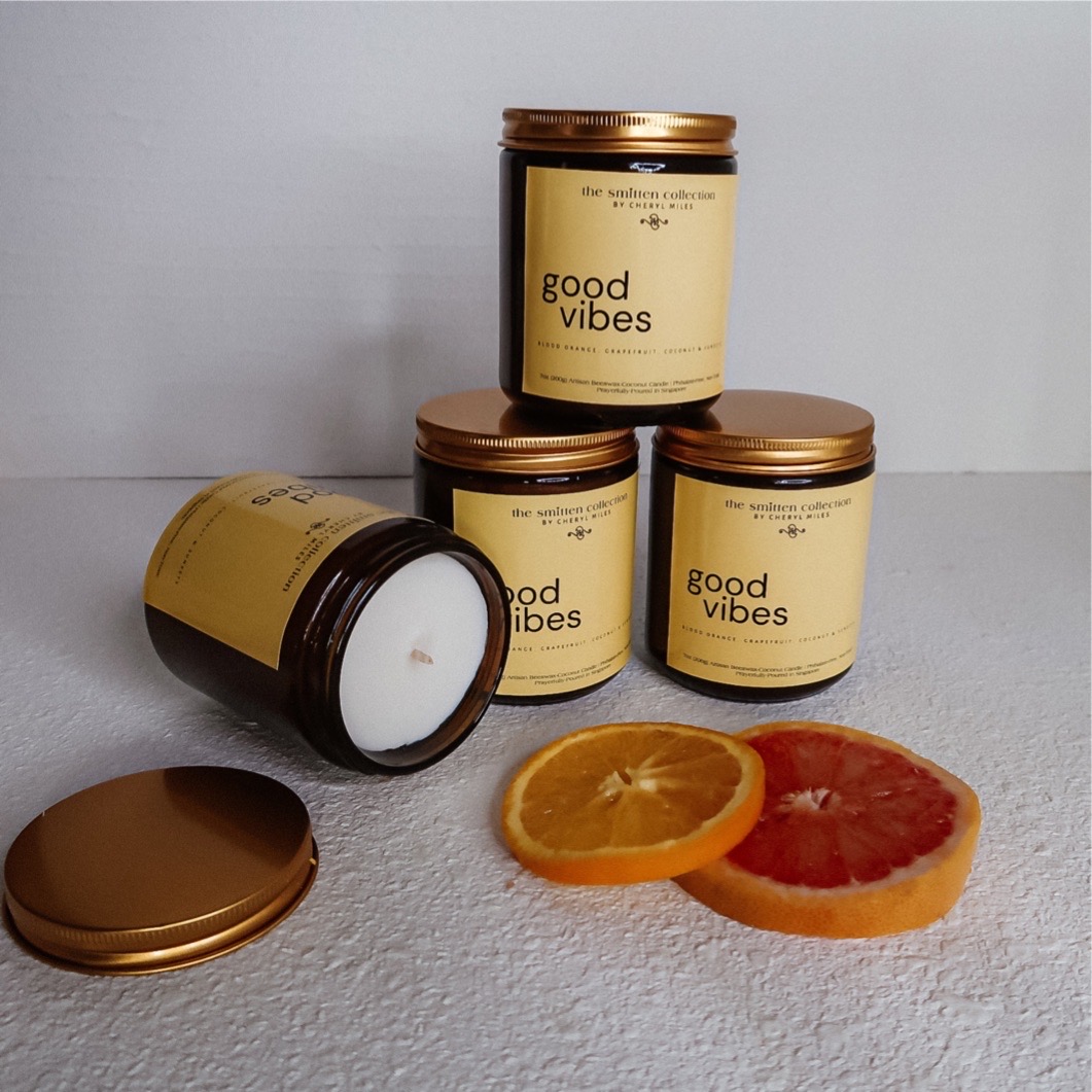 "Good Vibes"- Grapefruit, Orange, Coconut & Sunsets | Artisan Beeswax-Coconut Candle, 8oz - Image 2