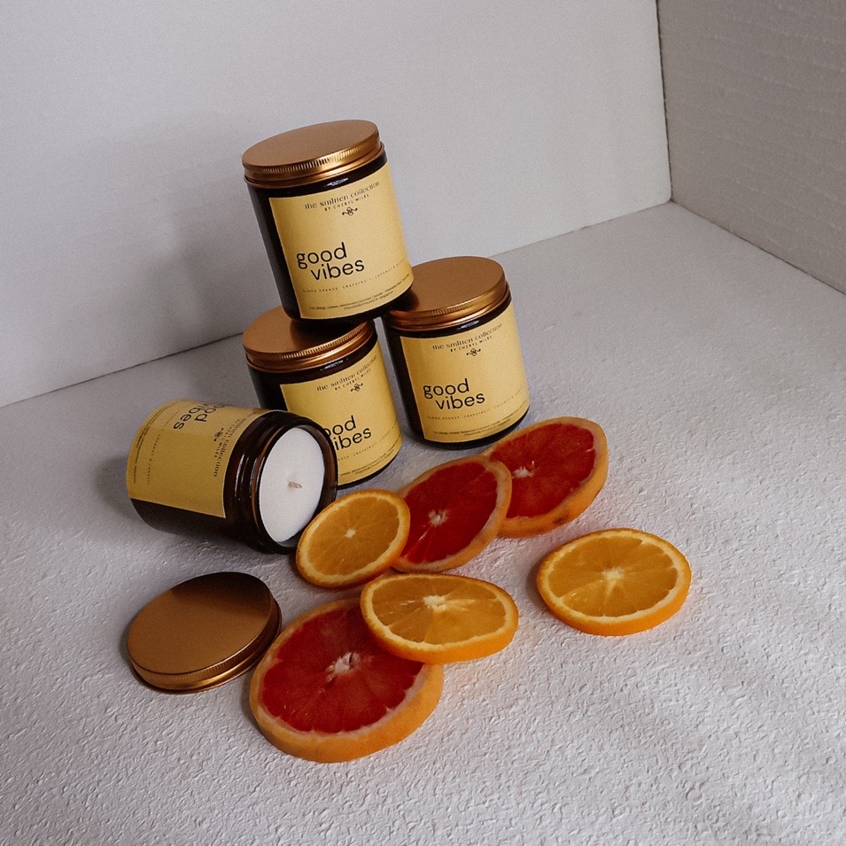 "Good Vibes"- Grapefruit, Orange, Coconut & Sunsets | Artisan Beeswax-Coconut Candle, 8oz - Image 4
