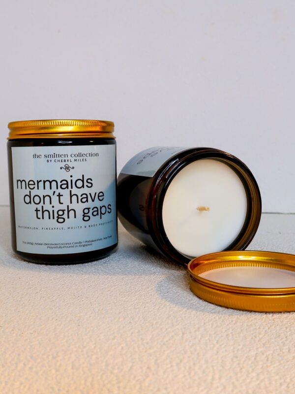 "Mermaids Don't Have Thigh Gaps"- Watermelon, Pineapple, Mojito & Body Positivity | Artisan Beeswax-Coconut Candle, 8oz