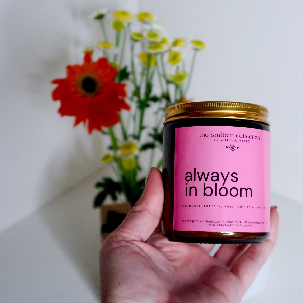 "Always in Bloom"- Patchouli, Freesia, Rose, Orchid & Sunshine | Artisan Beeswax-Coconut Candle, 8oz - Image 8